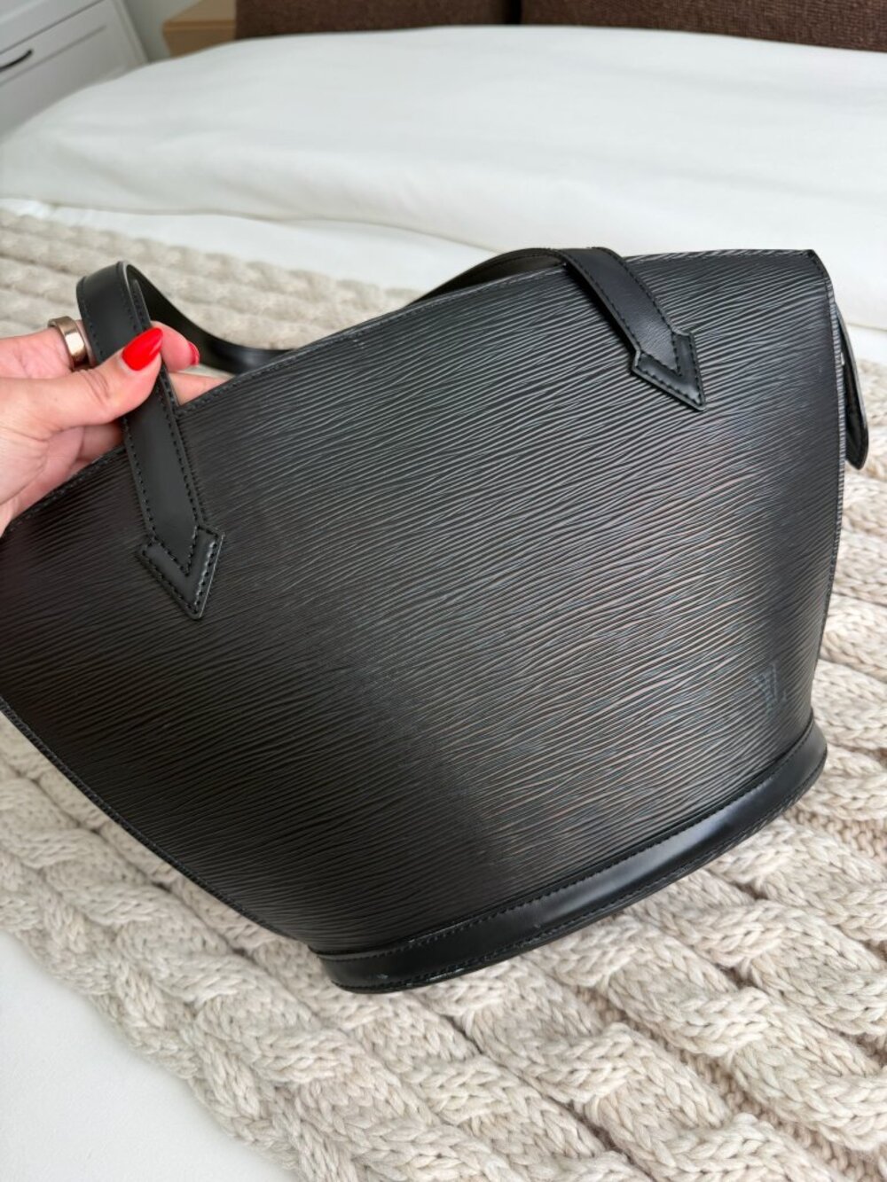 Vintage Louis Vuitton Black Epi Leather Saint Jacques Tote Bag